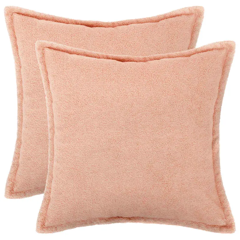 Vidaxl kussensloop 2 pcs houten roze 40 x 40 cm bouclé