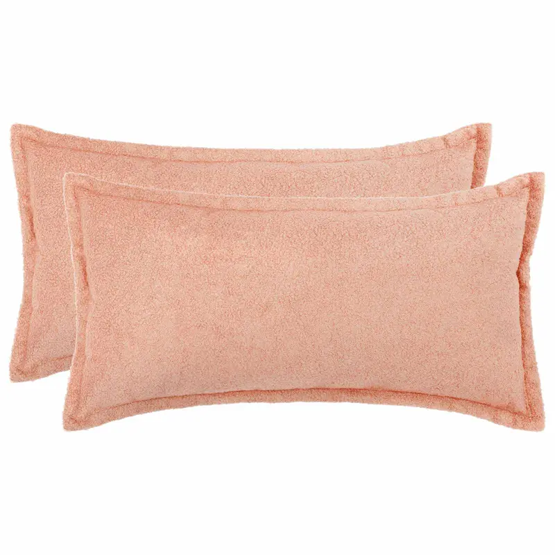 Vidaxl kussensloop 2 pcs houten roze 40 x 80 cm bouclé