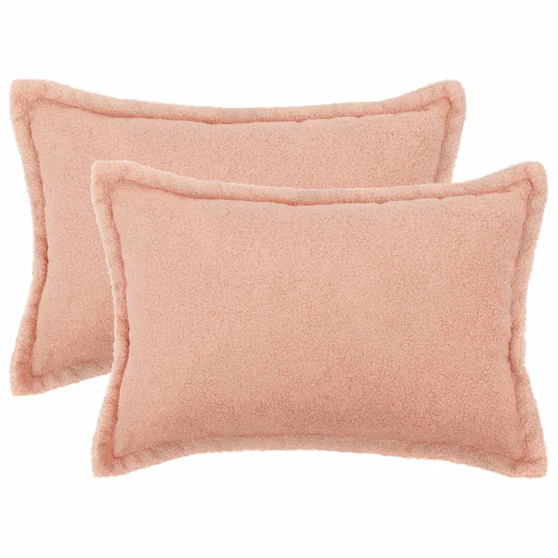 Vidaxl kussensloop 2 pcs houten roze 50 x 80 cm bouclé
