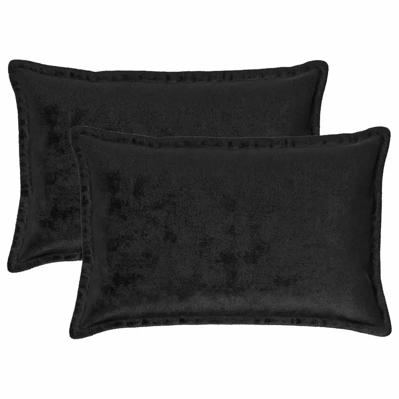 Vidaxl kussensloop 2 pcs houten zwart 40 x 60 cm flanel