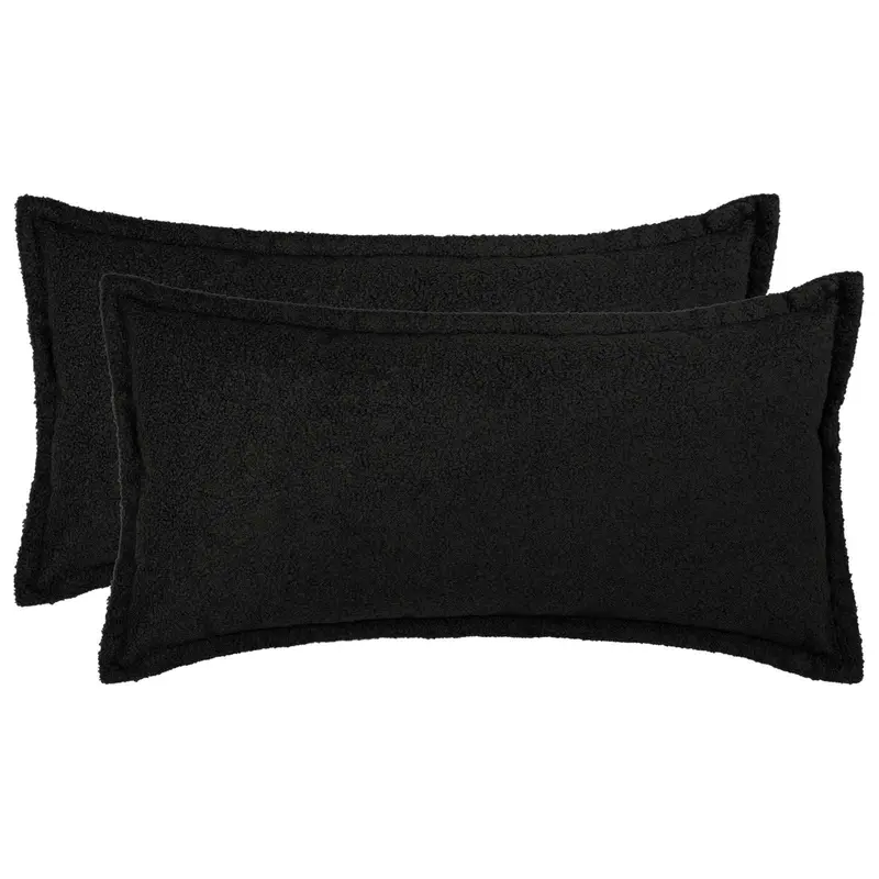 Vidaxl kussensloop 2 pcs houten zwart 40 x 80 cm bouclé