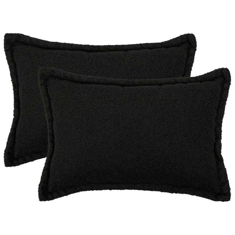 Vidaxl kussensloop 2 pcs houten zwart 50 x 80 cm bouclé