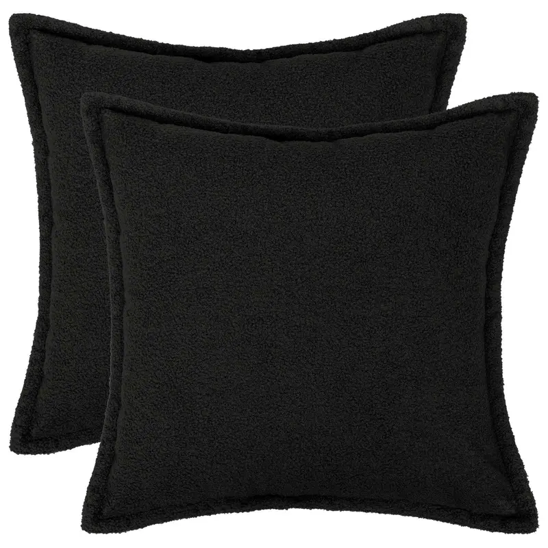 Vidaxl kussensloop 2 pcs houten zwart 70 x 70 cm bouclé