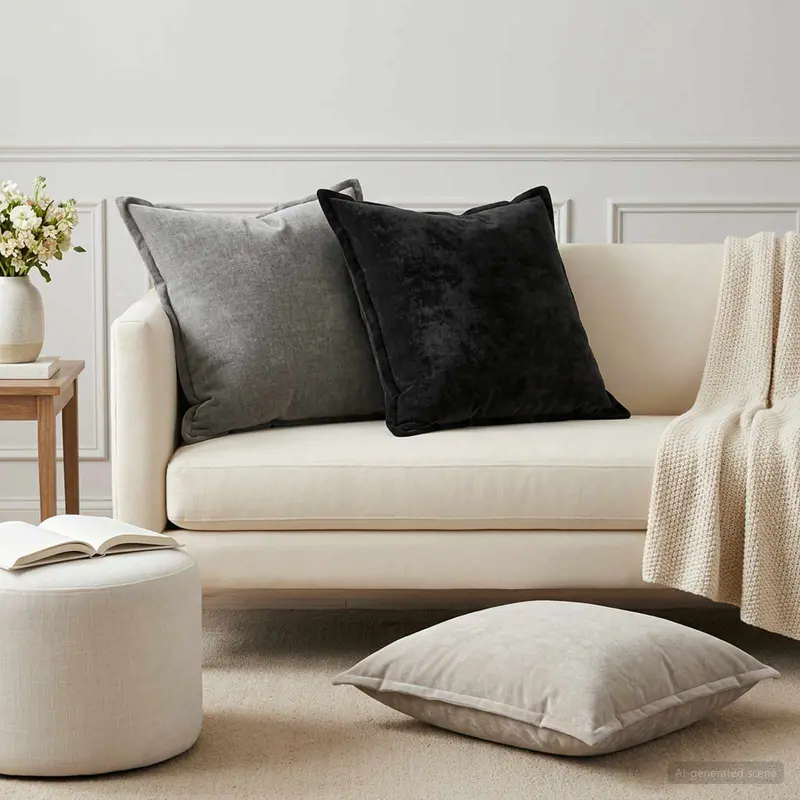 Vidaxl kussensloop 2 st houten antraciet 60 x 60 cm chenille stof