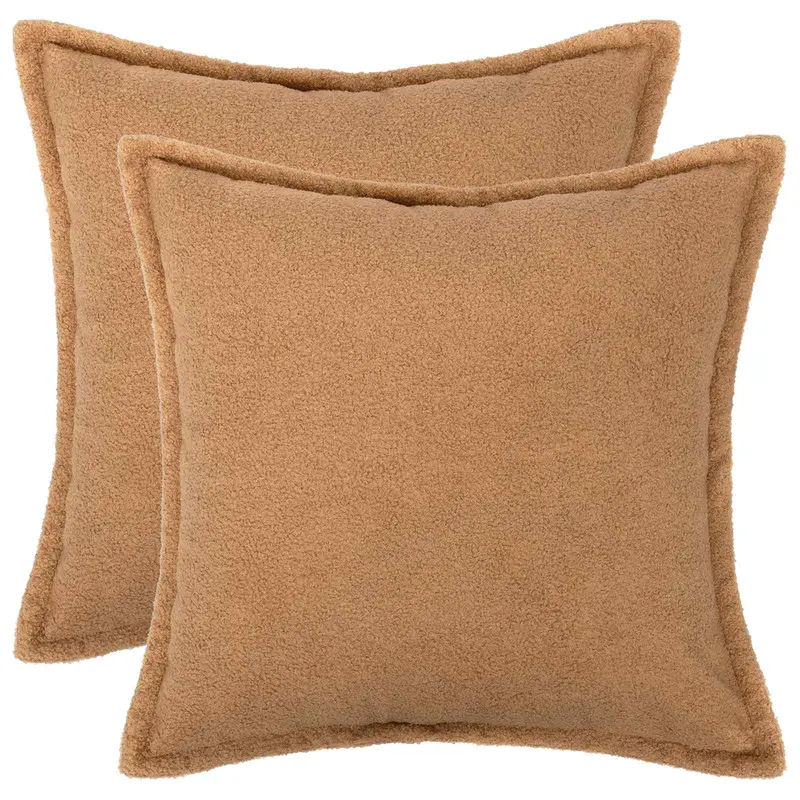 Vidaxl kussensloop 2 st houten beige 80 x 80 cm bouclé