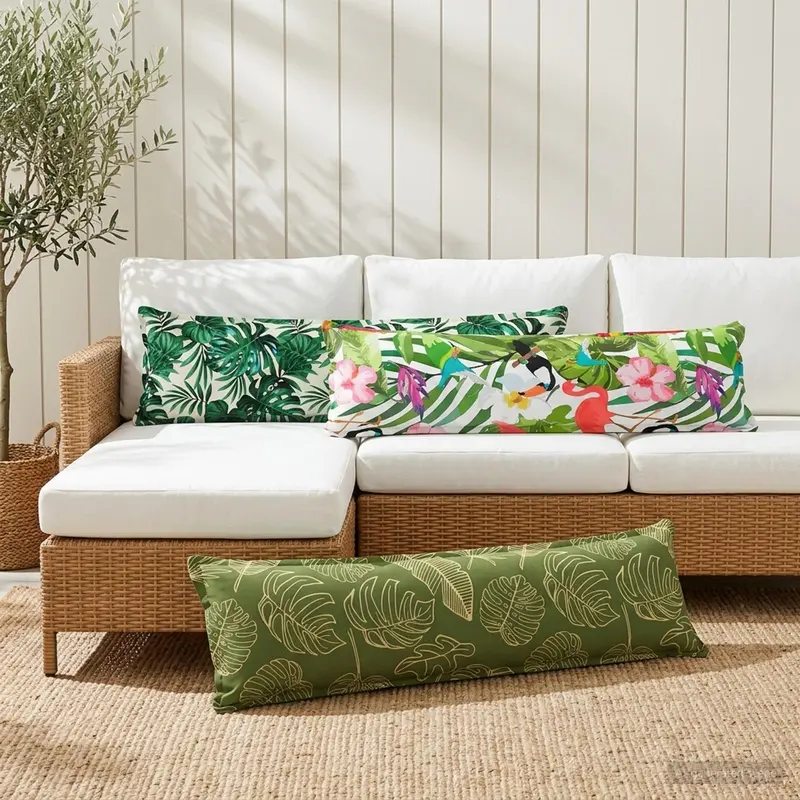 Vidaxl kussensloop 2 st houten bladontwerp 40 x 145 cm polyester