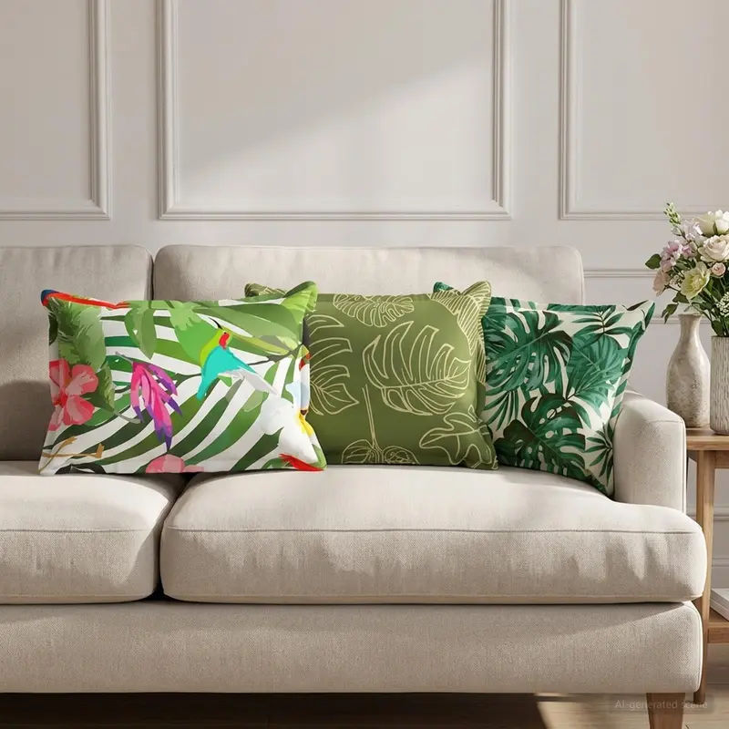 Vidaxl kussensloop 2 st houten bladontwerp 40 x 60 cm polyester