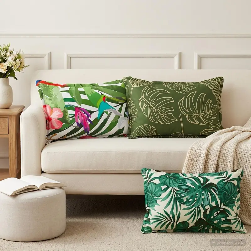 Vidaxl kussensloop 2 st houten bladpatroon 50 x 70 cm polyester