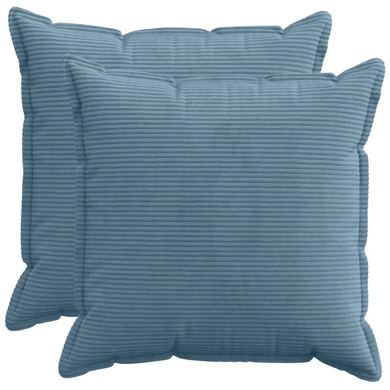 Vidaxl kussensloop 2 st houten blauw 70 x 70 cm corduroy