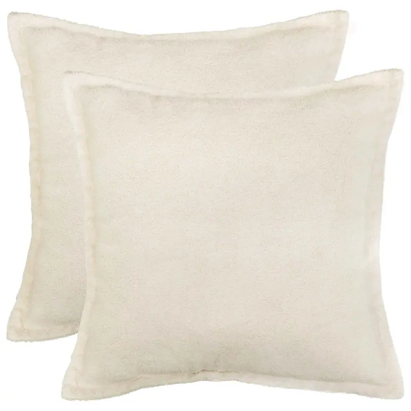 Vidaxl kussensloop 2 st houten crèmekleurig 50 x 50 cm bouclé