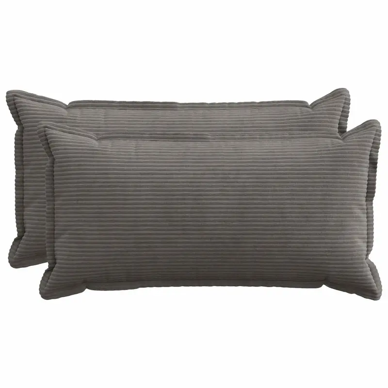 Vidaxl kussensloop 2 st houten donkergrijs 40 x 80 cm corduroy