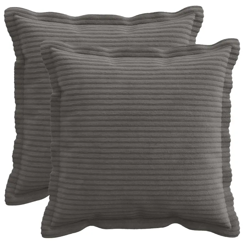 Vidaxl kussensloop 2 st houten donkergrijs 45 x 45 cm corduroy