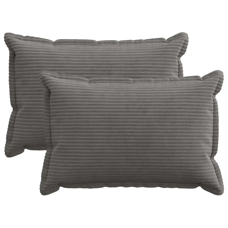 Vidaxl kussensloop 2 st houten donkergrijs 50 x 75 cm corduroy