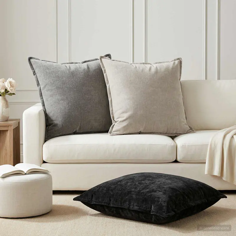 Vidaxl kussensloop 2 st houten donkergrijs 80 x 80 cm chenille stof