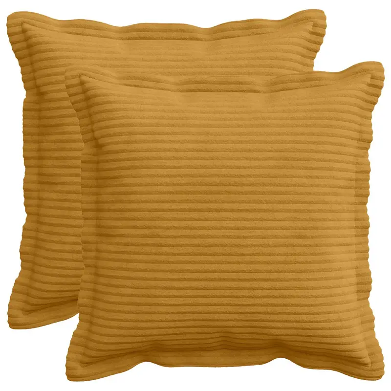 Vidaxl kussensloop 2 st houten geel 50 x 50 cm corduroy