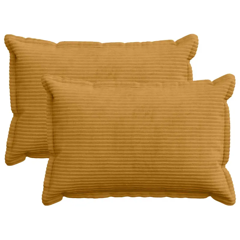 Vidaxl kussensloop 2 st houten geel 50 x 75 cm corduroy