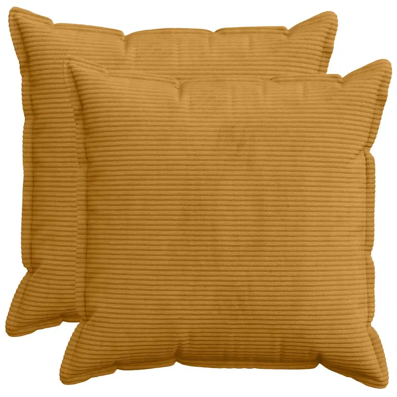 Vidaxl kussensloop 2 st houten geel 65 x 65 cm corduroy