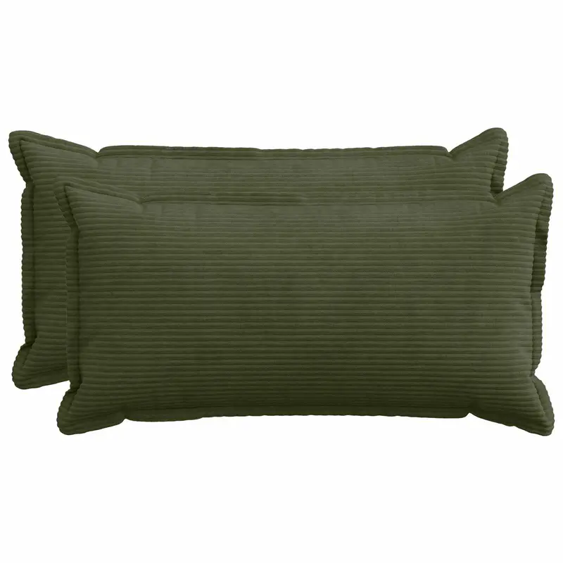Vidaxl kussensloop 2 st houten groen 40 x 70 cm corduroy