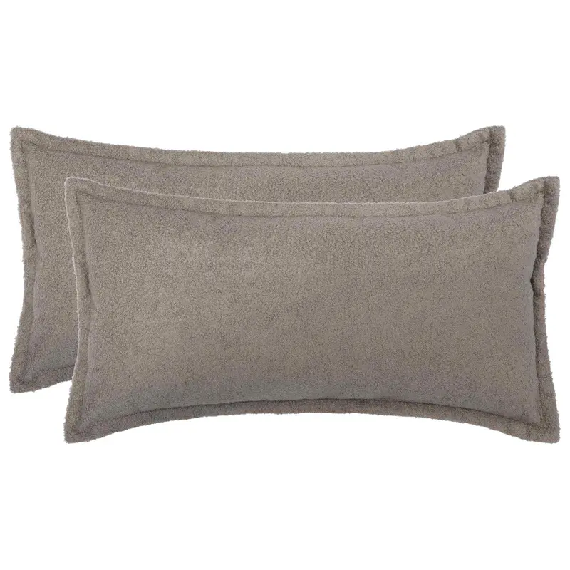Vidaxl kussensloop 2 st houten lichtgrijs 40 x 80 cm bouclé