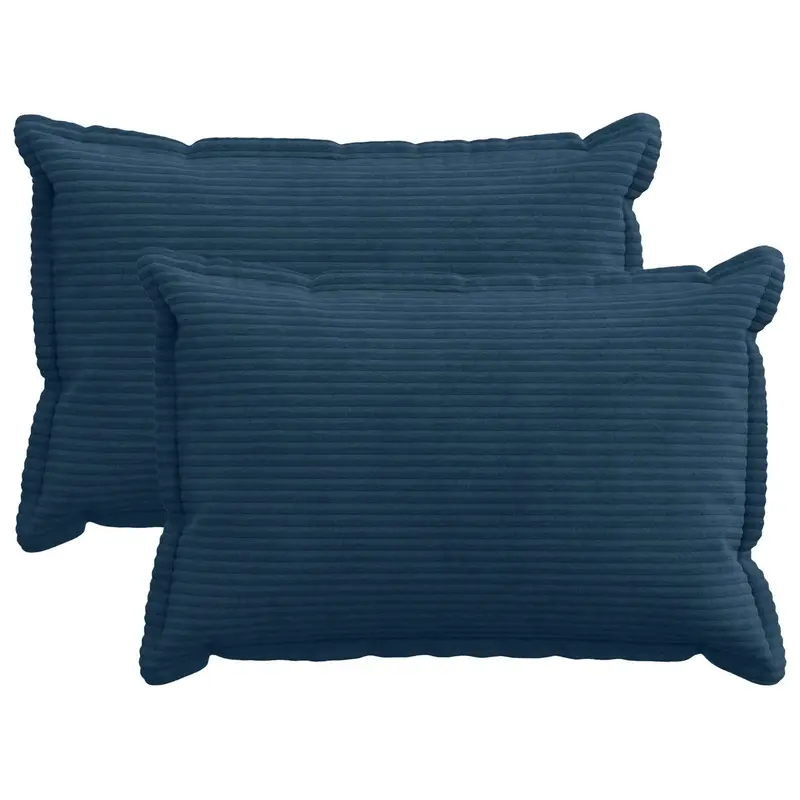 Vidaxl kussensloop 2 st houten marineblauw 30 x 50 cm corduroy