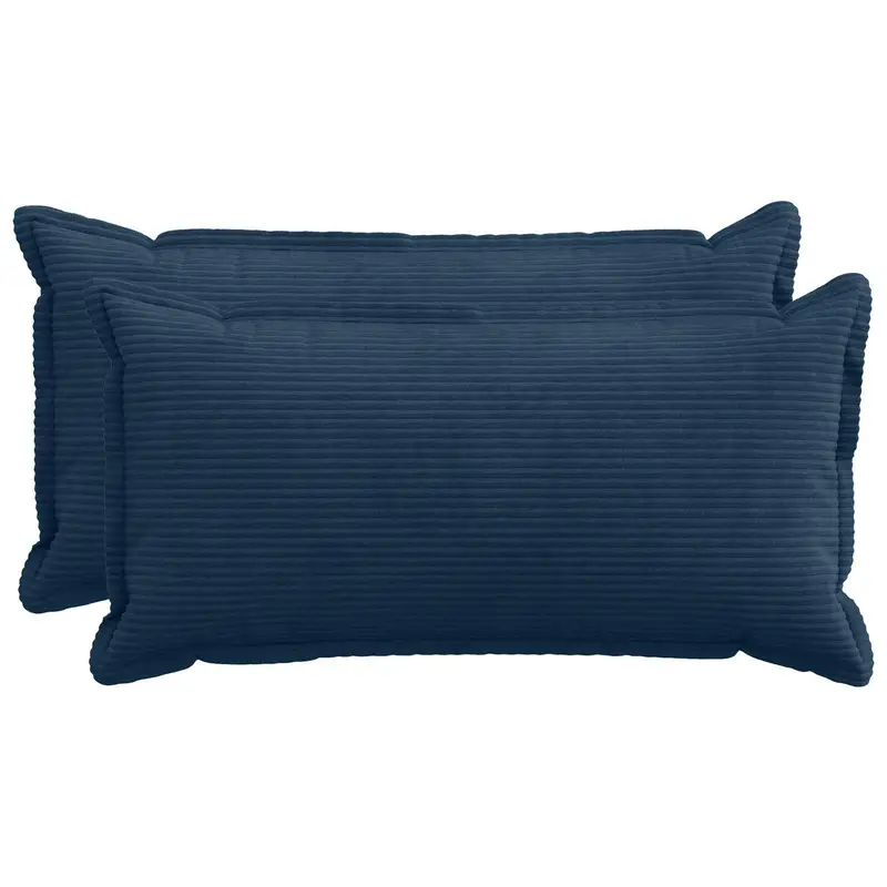 Vidaxl kussensloop 2 st houten marineblauw 40 x 80 cm corduroy