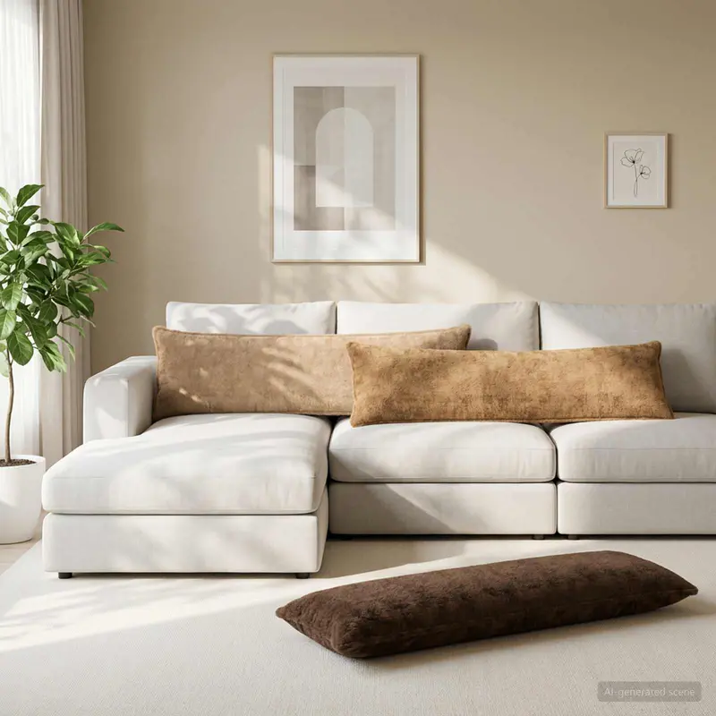 Vidaxl kussensloop 2 st houten taupe 40 x 145 cm nep konijnenbont