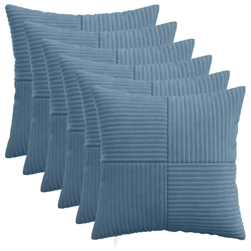 Vidaxl kussensloop 6 pcs almelo blauw 50 x 50 cm corduroy