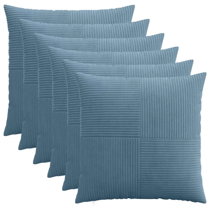 Vidaxl kussensloop 6 pcs almelo blauw 65 x 65 cm corduroy
