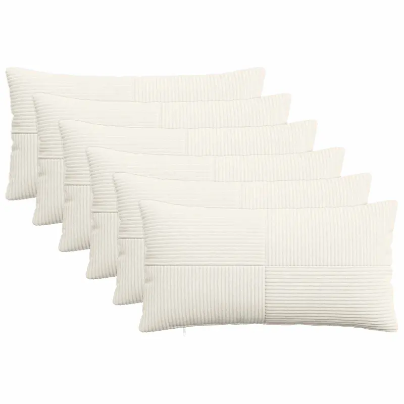 Vidaxl kussensloop 6 pcs almelo crèmekleurig 40 x 80 cm corduroy