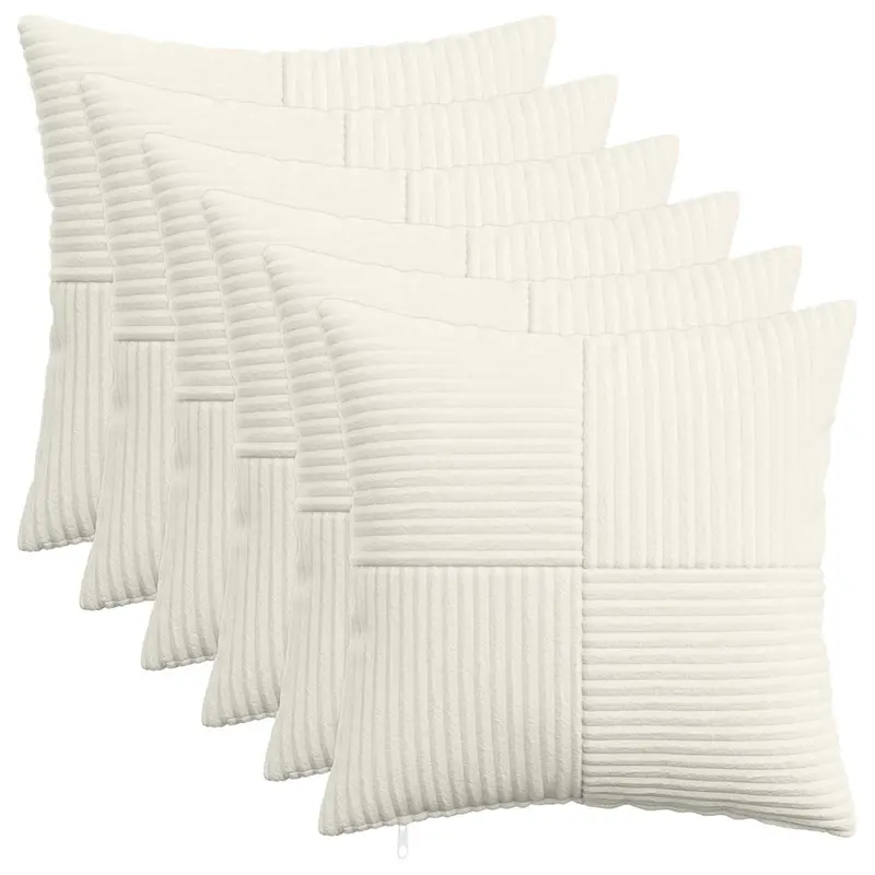 Vidaxl kussensloop 6 pcs almelo crèmekleurig 45 x 45 cm corduroy