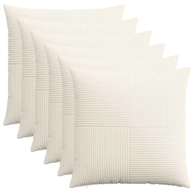 Vidaxl kussensloop 6 pcs almelo crèmekleurig 60 x 60 cm corduroy
