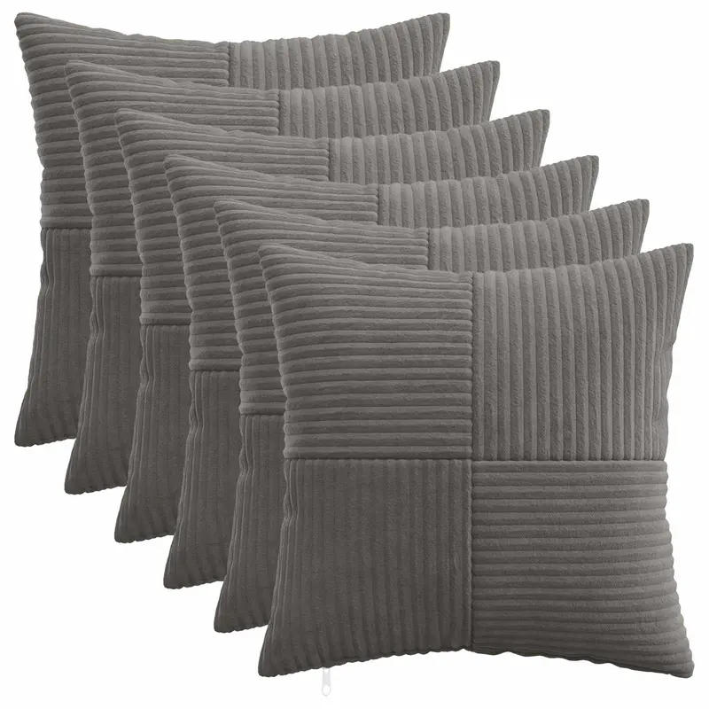 Vidaxl kussensloop 6 pcs almelo donkergrijs 35 x 35 cm corduroy