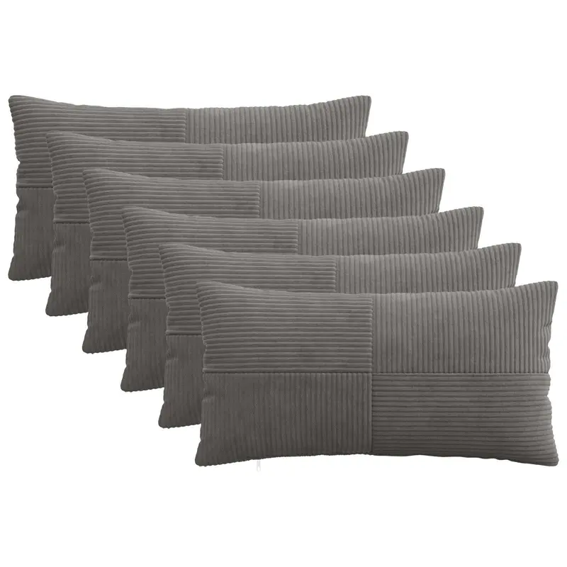 Vidaxl kussensloop 6 pcs almelo donkergrijs 40 x 80 cm corduroy