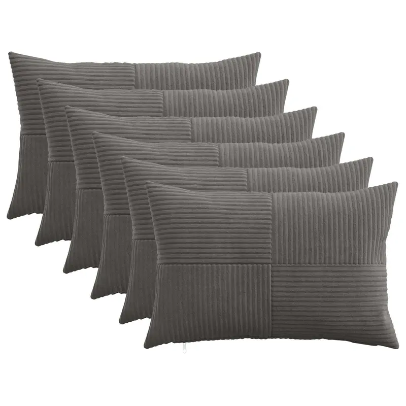 Vidaxl kussensloop 6 pcs almelo donkergrijs 50 x 75 cm corduroy