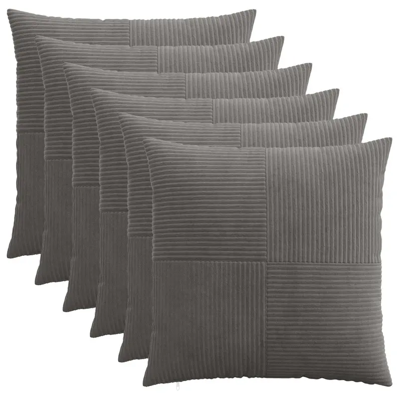 Vidaxl kussensloop 6 pcs almelo donkergrijs 80 x 80 cm corduroy