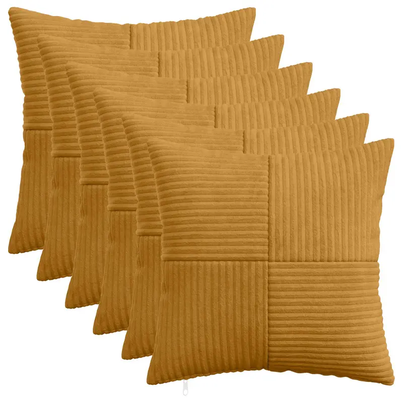 Vidaxl kussensloop 6 pcs almelo geel 30 x 30 cm corduroy