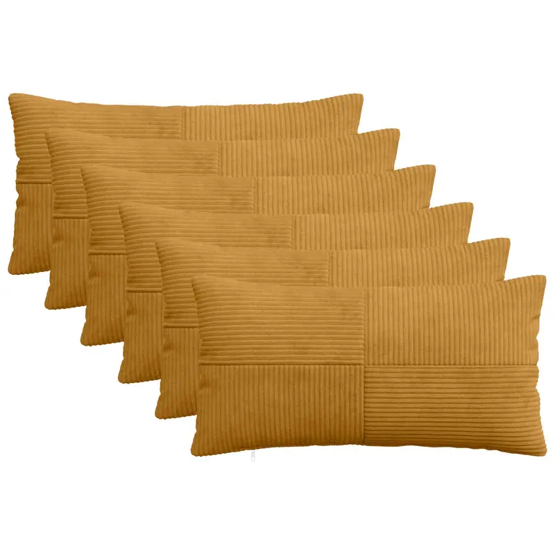 Vidaxl kussensloop 6 pcs almelo geel 40 x 80 cm corduroy