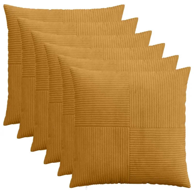 Vidaxl kussensloop 6 pcs almelo geel 65 x 65 cm corduroy