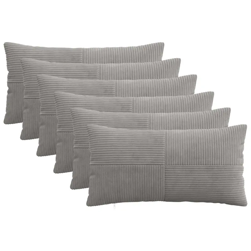 Vidaxl kussensloop 6 pcs almelo lichtgrijs 40 x 80 cm corduroy