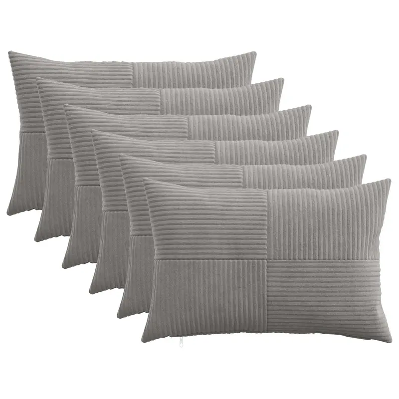 Vidaxl kussensloop 6 pcs almelo lichtgrijs 50 x 80 cm corduroy