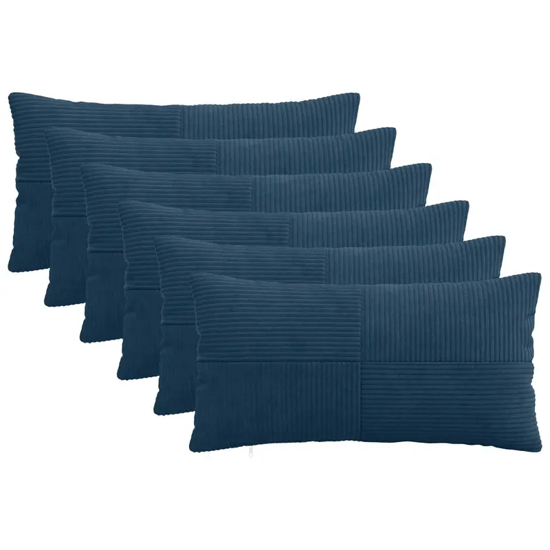 Vidaxl kussensloop 6 pcs almelo marineblauw 40 x 80 cm corduroy