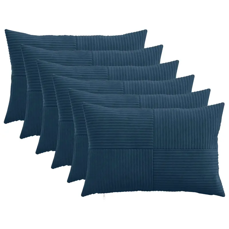 Vidaxl kussensloop 6 pcs almelo marineblauw 50 x 75 cm corduroy