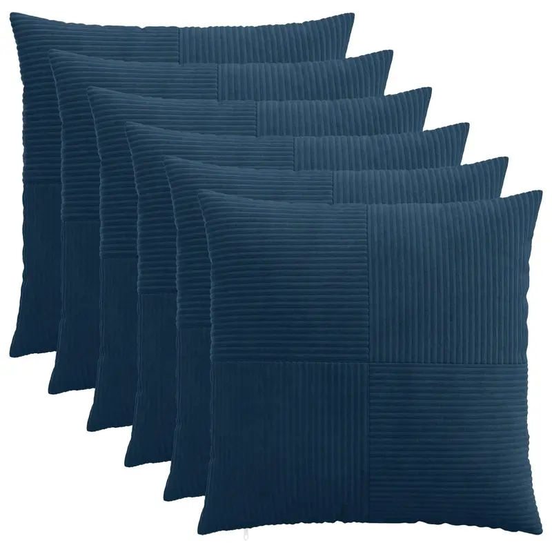 Vidaxl kussensloop 6 pcs almelo marineblauw 70 x 70 cm corduroy