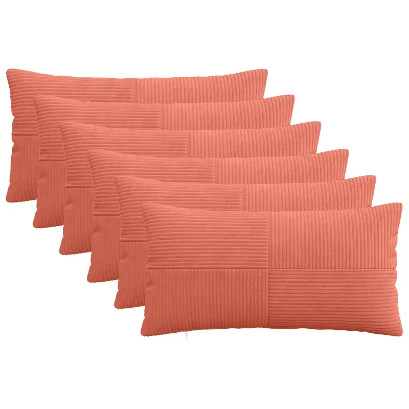 Vidaxl kussensloop 6 pcs almelo rood-oranje 40 x 80 cm corduroy