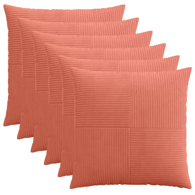 Vidaxl kussensloop 6 pcs almelo rood-oranje 55 x 55 cm corduroy