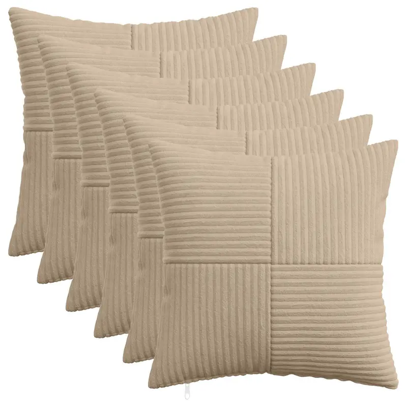 Vidaxl kussensloop 6 pcs almelo taupe 45 x 45 cm corduroy