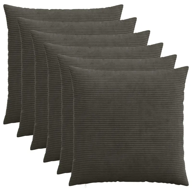 Vidaxl kussensloop 6 pcs heerlen antracietkleurig 65 x 65 cm corduroy