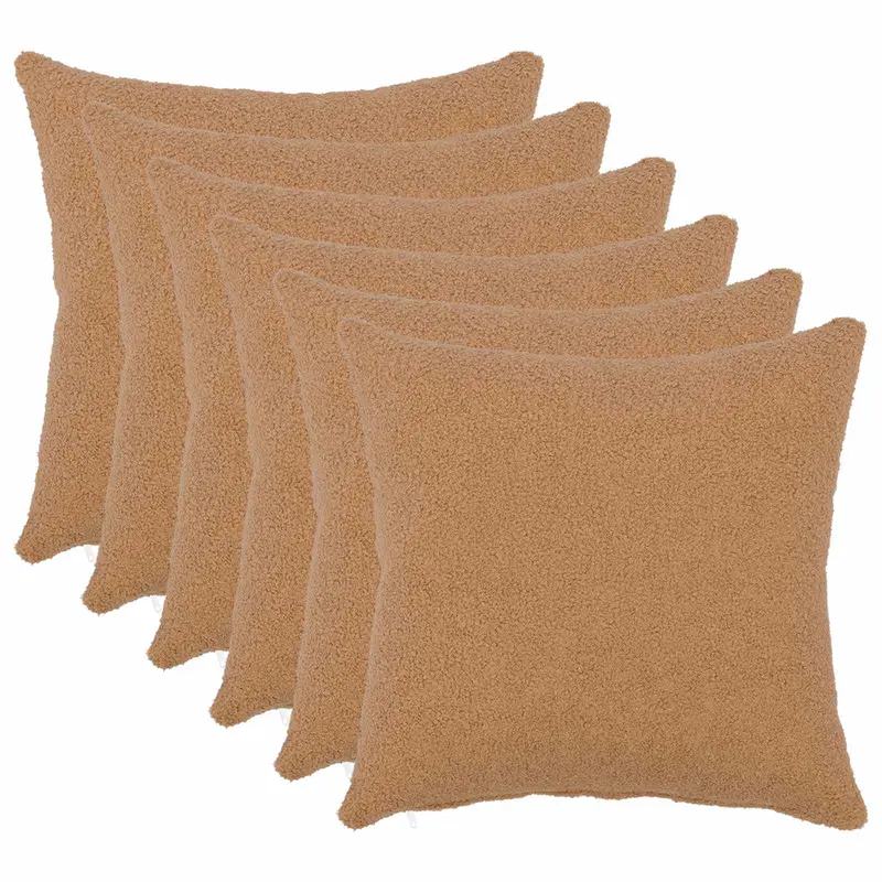 Vidaxl kussensloop 6 pcs heerlen beige 45 x 45 cm bouclé