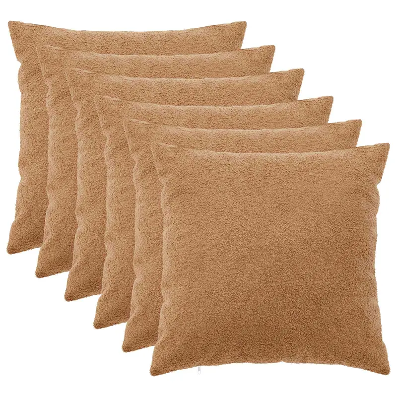 Vidaxl kussensloop 6 pcs heerlen beige 65 x 65 cm bouclé