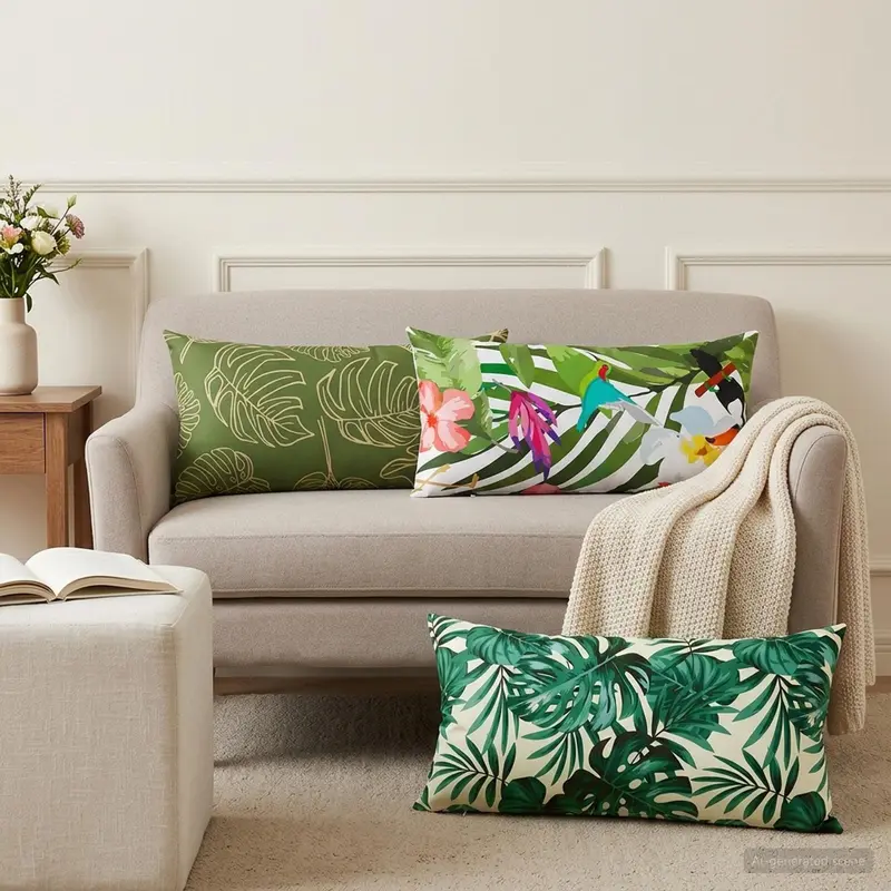 Vidaxl kussensloop 6 pcs heerlen bladontwerp 40 x 80 cm polyester